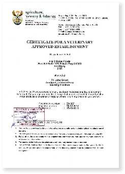 Certificateforaveterinaryapprovedestablishment